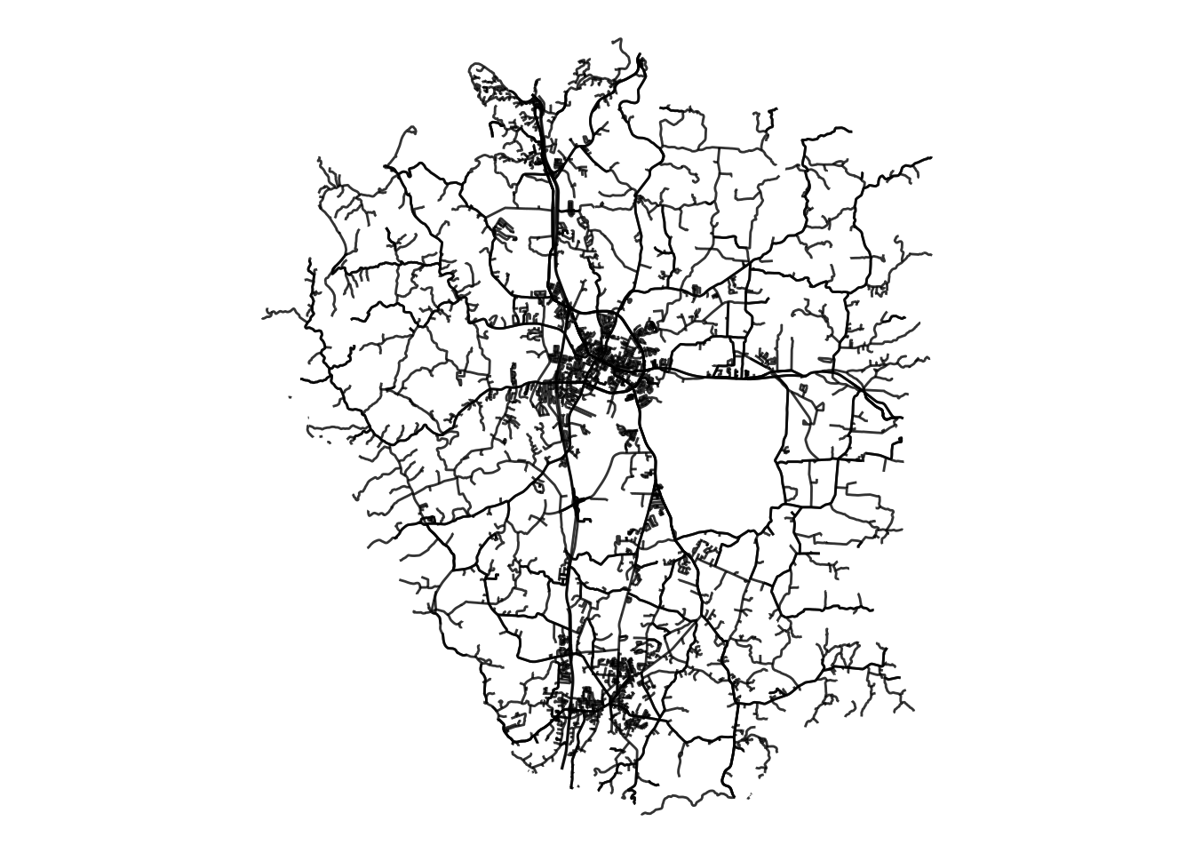 A plot of roads in Madison County, Kentucky.